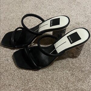 Dolce Vita Black and Snake Print Heels